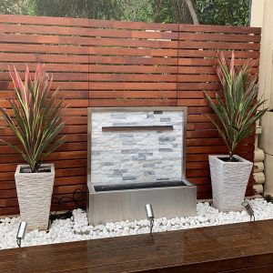 "ANAHITA" Stacked Stone Projecting Water Feature with Stainless Steel Frame 1300mm (W) x 1400mm (H) x 450mm (D)