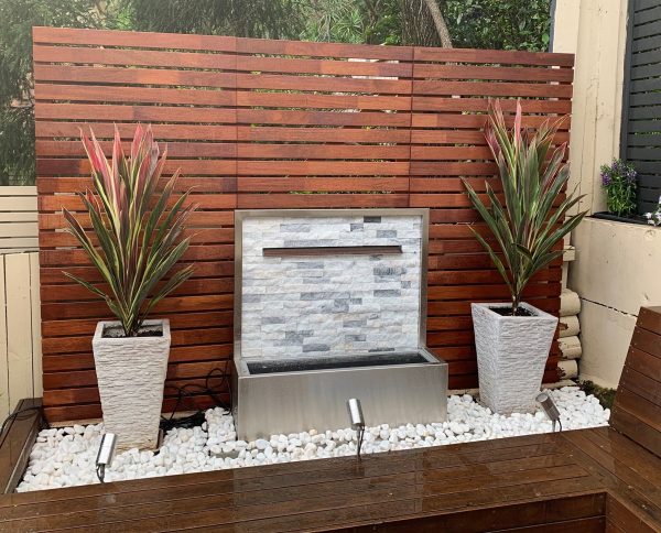 "ANAHITA" Stacked Stone Projecting Water Feature with Stainless Steel Frame 1300mm (W) x 1400mm (H) x 450mm (D)