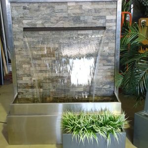 ANAHITA" Stacked Stone Projecting Water Feature with Stainless Steel Frame 1220mm (W) x 1520mm (H) x 470mm (D)