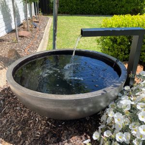 “KAI” (Medium) Toppco “Charcoal” GRC (Glass Reinforced Concrete) bowl with Powder-coated Spout