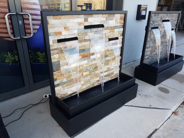 "NARAYAN" 3-spout Stacked Stone Water Feature with Powder-coated Frame 1200mm (W) x 1220mm (H) x 450mm (D) - Image 14