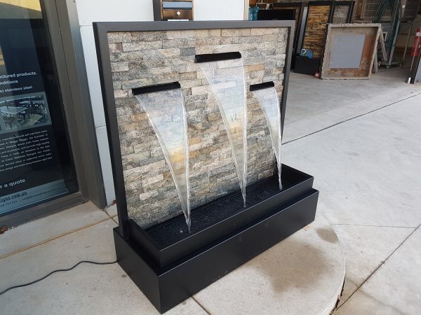 "NARAYAN" 3-spout Stacked Stone Water Feature with Powder-coated Frame 1200mm (W) x 1220mm (H) x 450mm (D) - Image 4