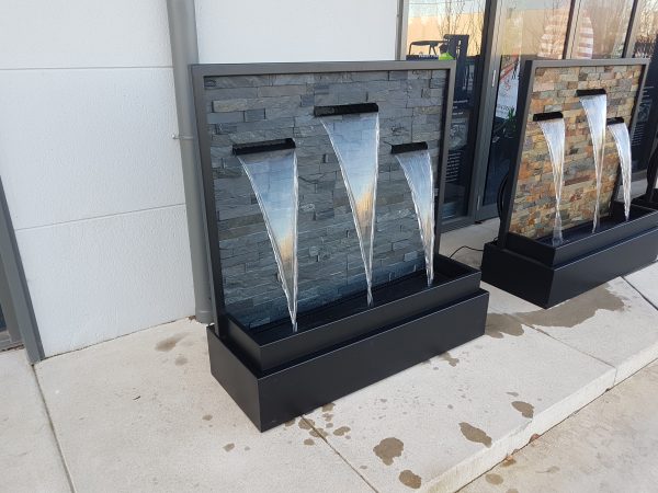 "NARAYAN" 3-spout Stacked Stone Water Feature with Powder-coated Frame 1200mm (W) x 1220mm (H) x 450mm (D) - Image 3