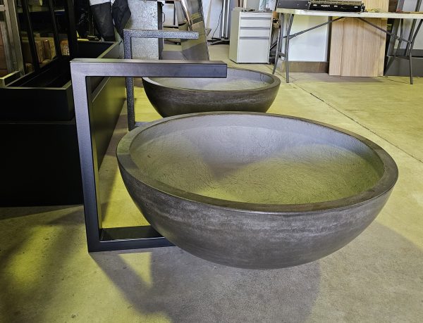 “KAI” (Medium) Toppco “Charcoal” GRC (Glass Reinforced Concrete) bowl with Powder-coated Spout - Image 8