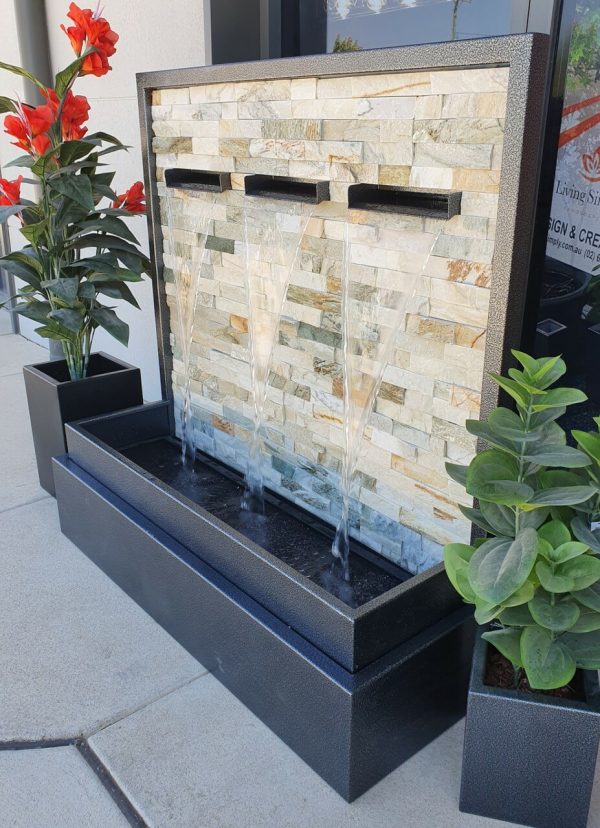 "SELENE" 3-Spout Stacked Stone Powder-Coated Water Feature 1200mm (W) x 1220mm (H) x 450mm (D) - Image 4