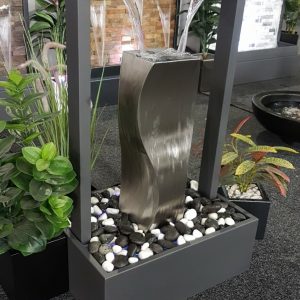 "TALLULAU"  Twin Spout Powder Coated Graphite Grey Urn 690mm (W) x 1100mm (H) x 500mm (D)