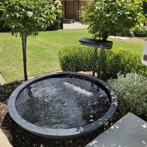 "KAI" (Large) Water Feature with Urban Bowl & Stainless Steel Powder-Coated "RAIN DROP" Spout
