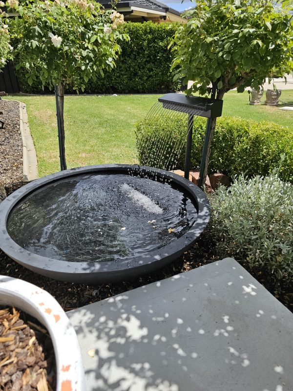 "KAI" (Large) Water Feature with Urban Bowl & Stainless Steel Powder-Coated "RAIN DROP" Spout - Image 2