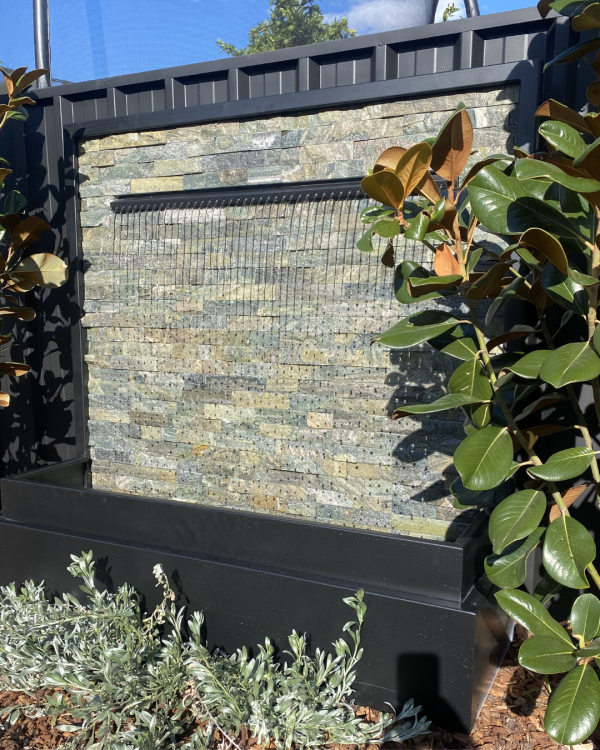 "ANAHITA RAINDROP" 1-Spout Stacked Stone Water Feature with Powder-coated Frame 1200mm (W) x 1220mm (H) x 450mm (D)