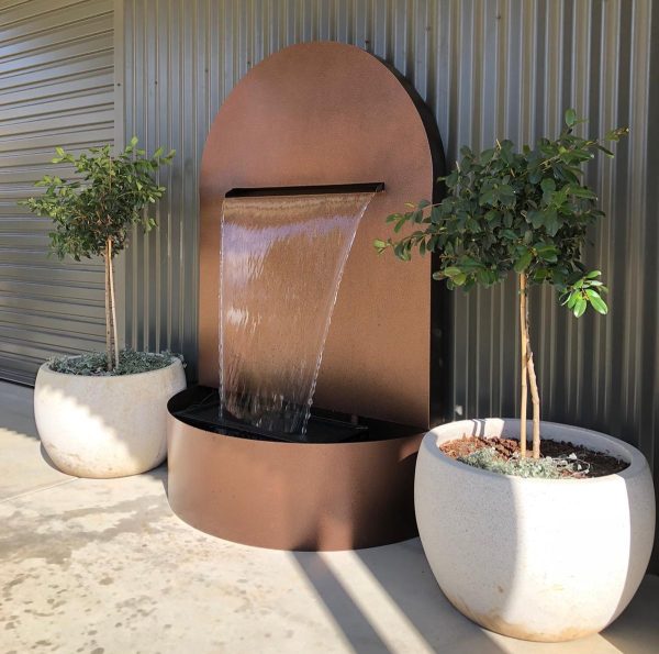 “ANAHITA (Arched)" Stainless steel water feature with “Antique Copper” powder-coated frame - Image 2