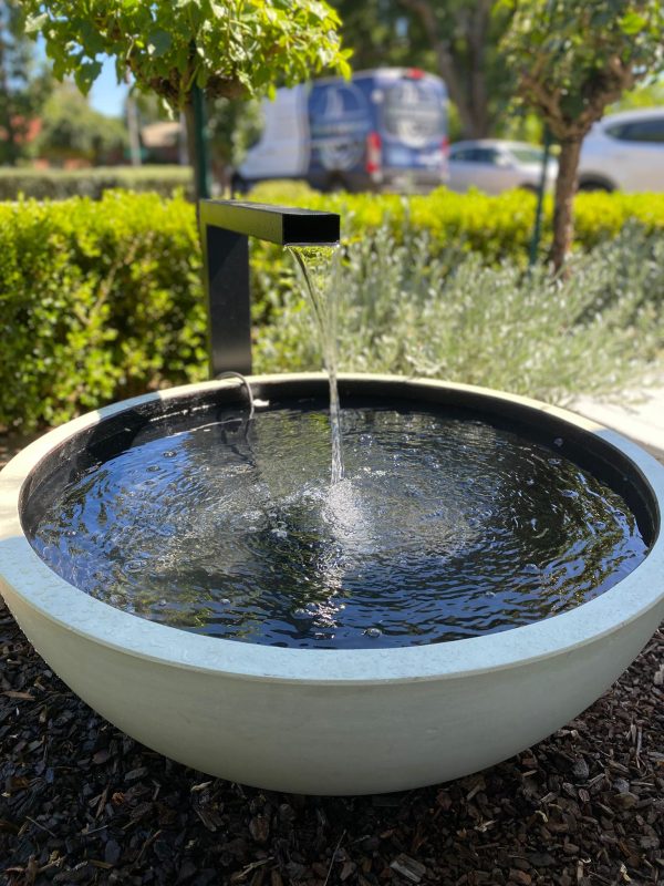 “KAI” (Medium) Toppco “Charcoal” GRC (Glass Reinforced Concrete) bowl with Powder-coated Spout - Image 3