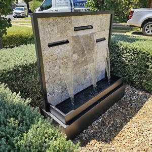 “NARAYAN” 3-spout French Patterned Tile Water Feature with Powder-coated frame 1200mm (W) x 1220mm (H) x 450mm (D)